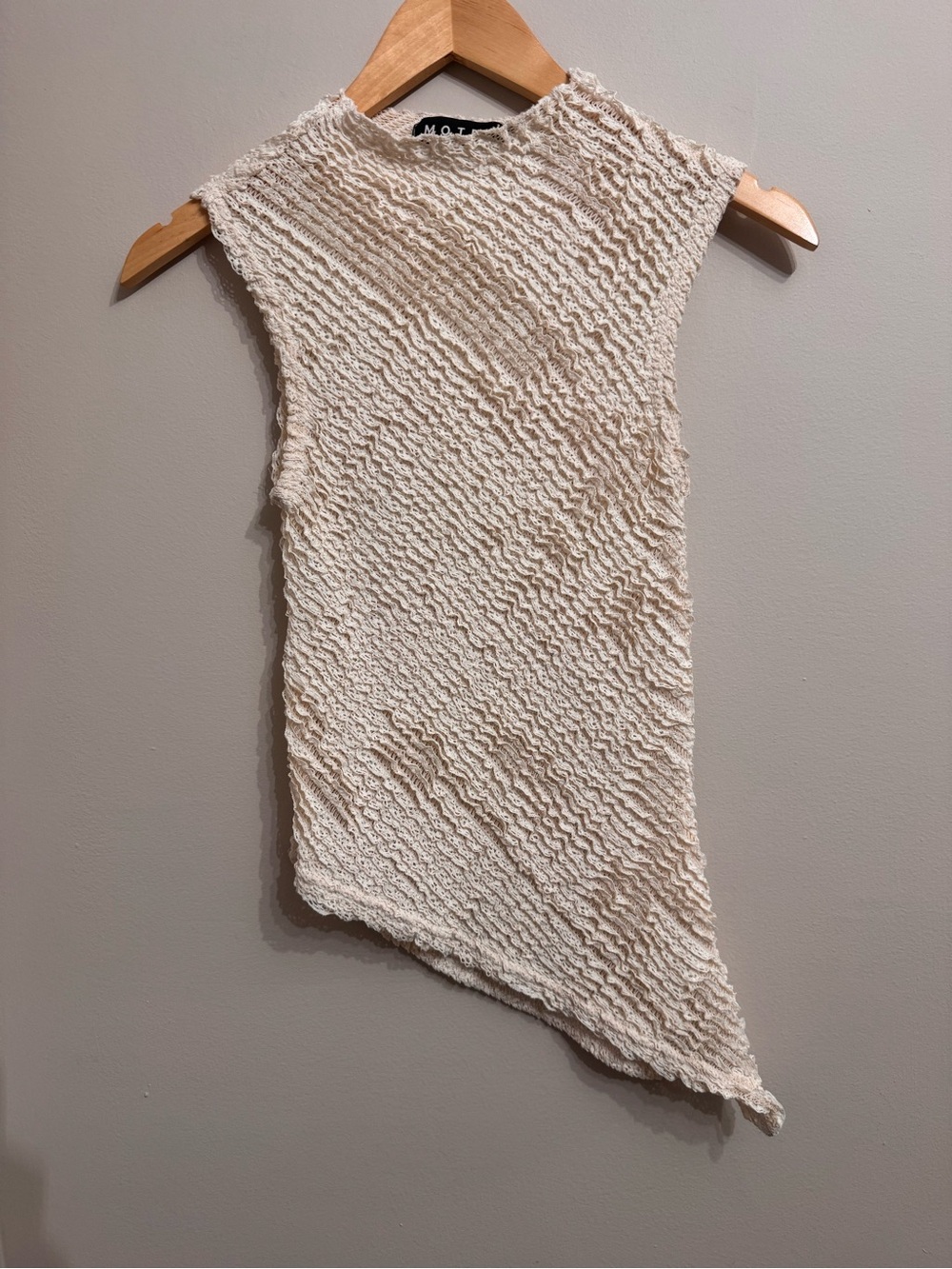 Motel Rocks Cream Asymmetrical Textured Sleeveless Top